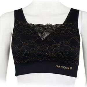 New SANKOM Support & Posture Bra! Black Lacy! M-L